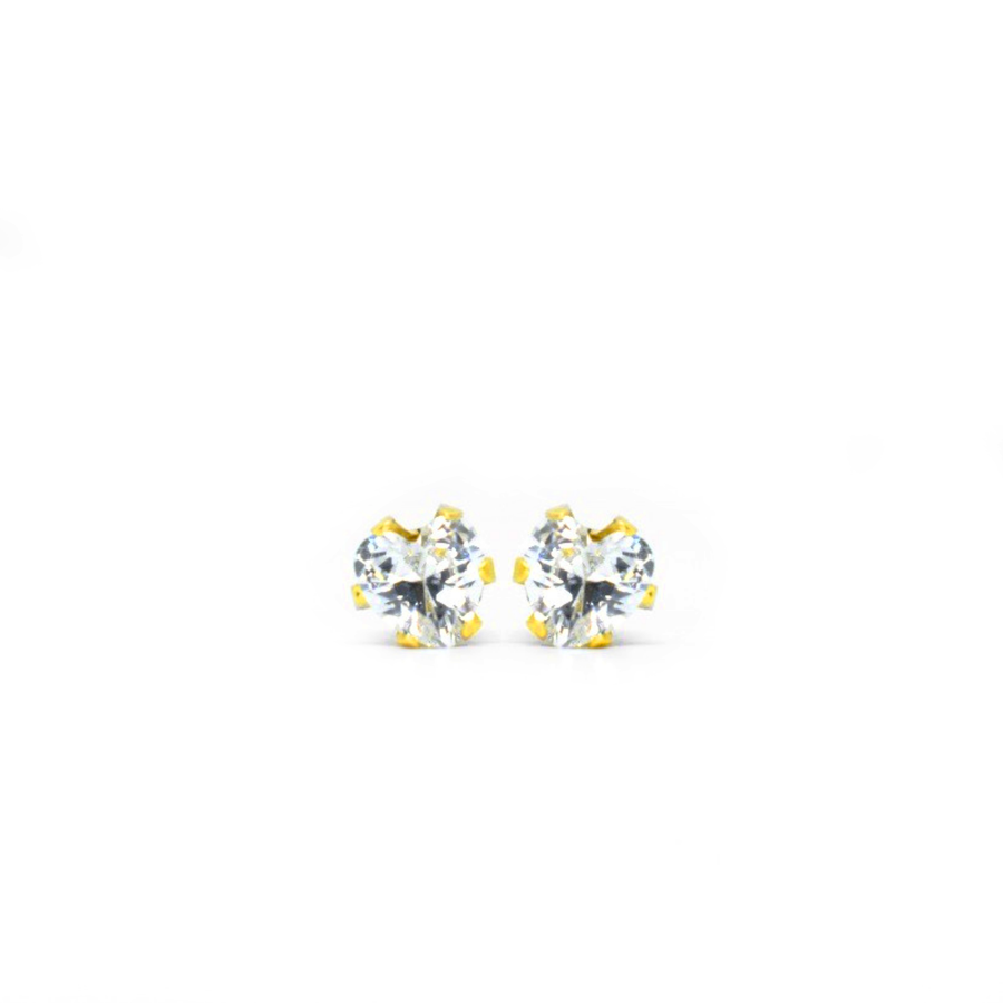 5mm Clear Heart Cubic Zirconia Earrings in Gold