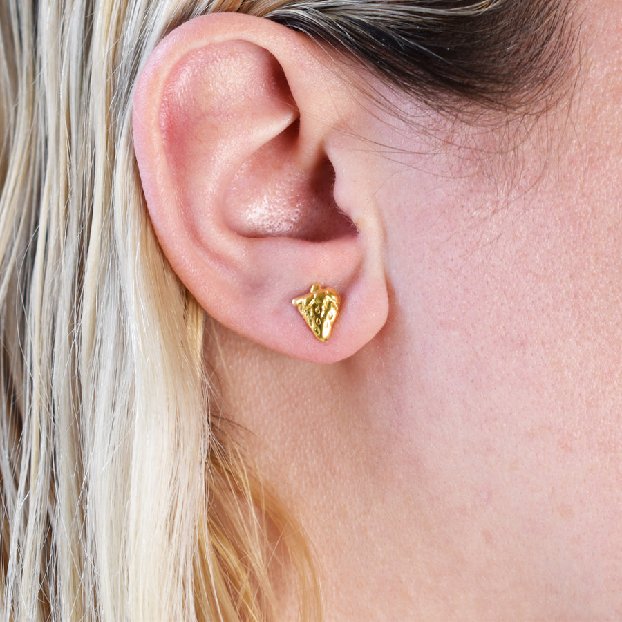 Gold Strawberry Stud Earrings