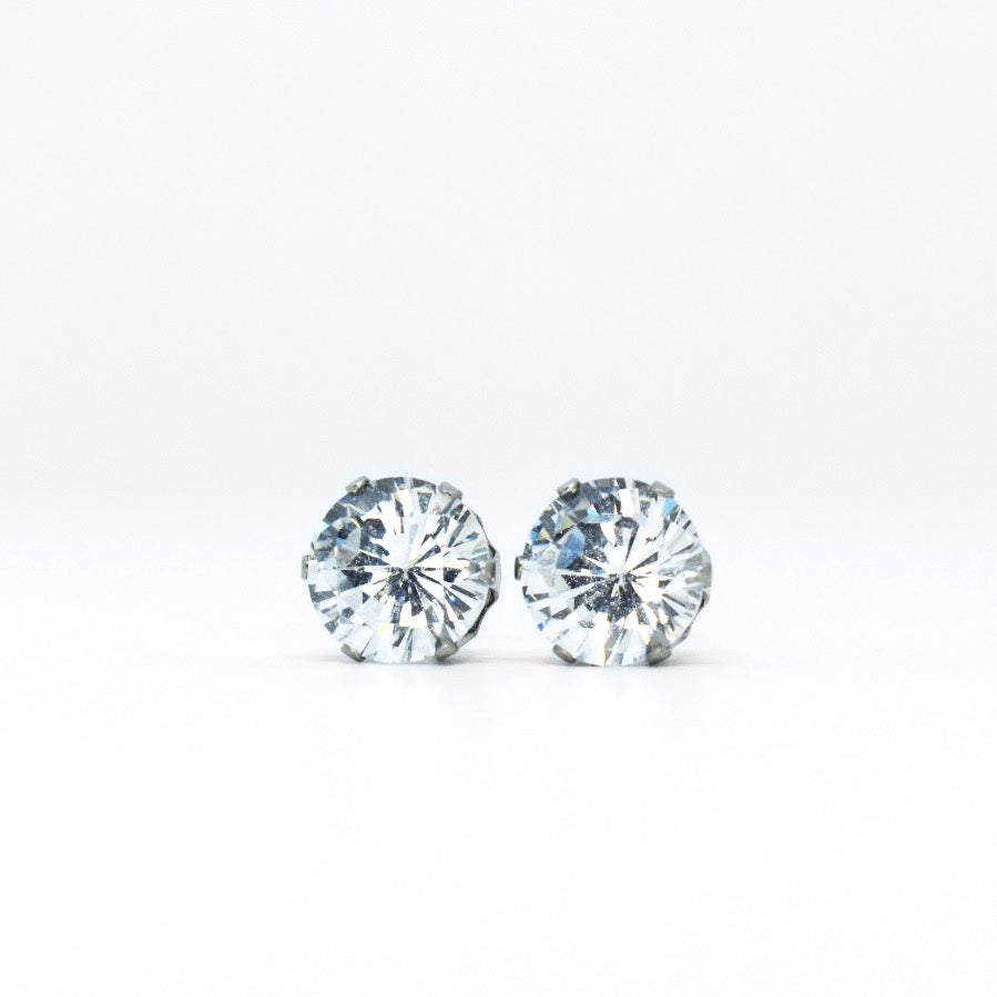 Wholesale | 8mm Clear Cubic Zirconia Earrings in Silver