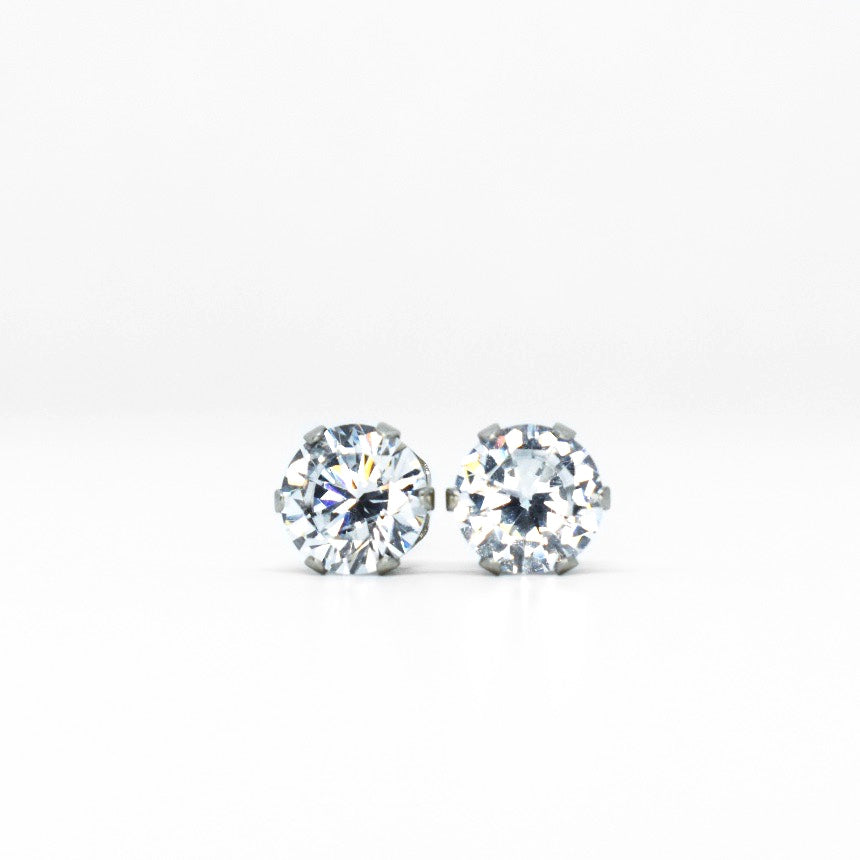 Wholesale | 7mm Clear Cubic Zirconia Earrings in Silver
