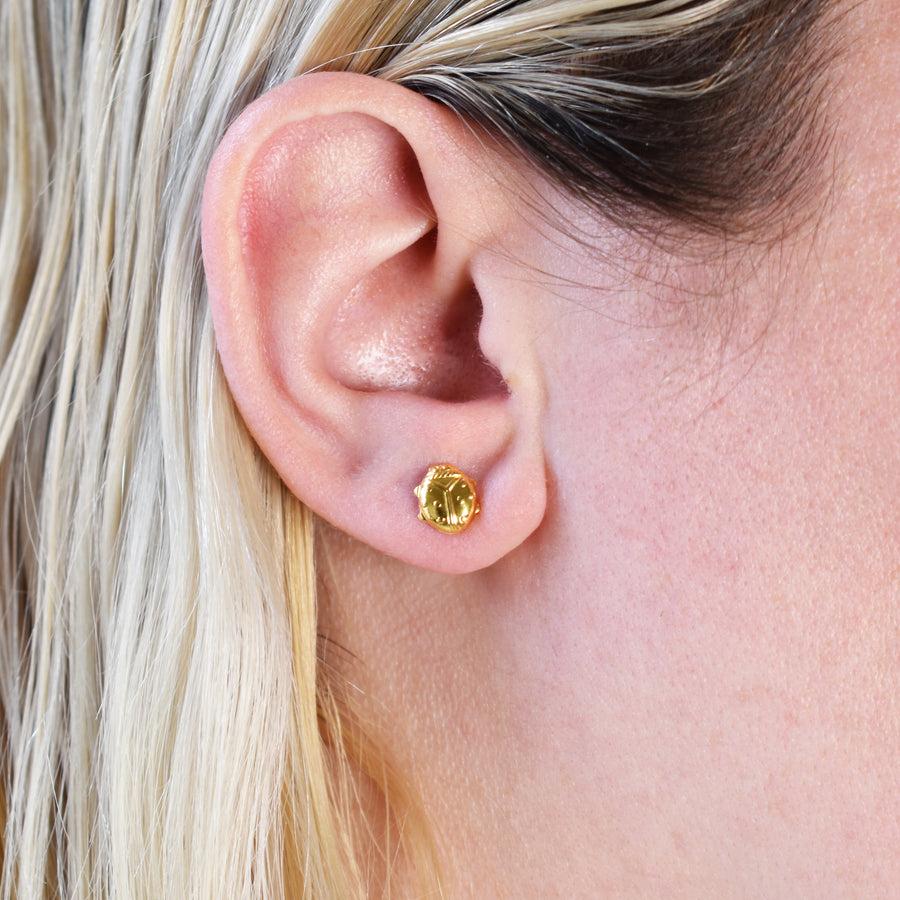 Gold Ladybug Stud Earrings