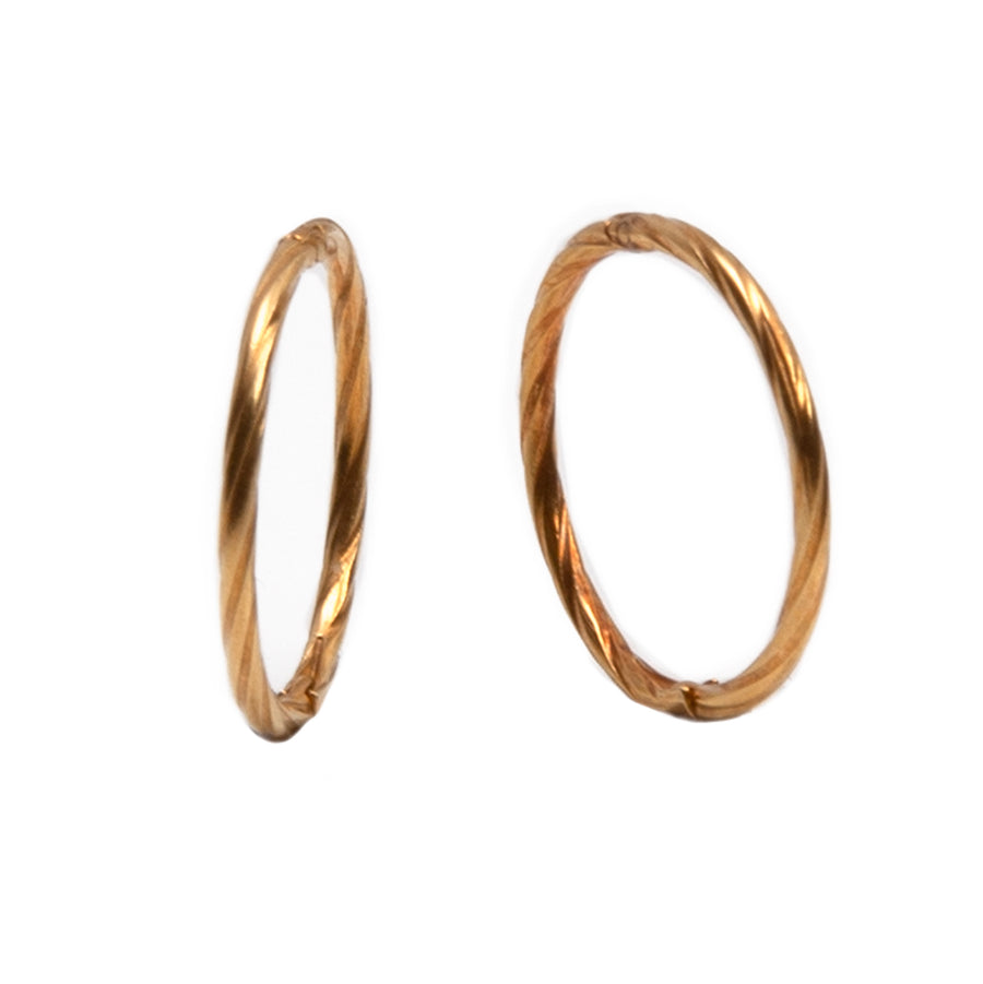 Wholesale | Gold 14mm Twist Sleeper Hinged Hoops