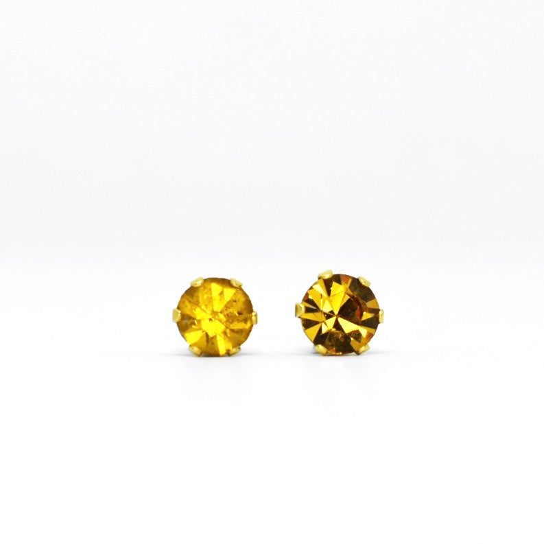 Wholesale | 5mm Cubic Zirconia Birthstone Earrings in Gold | November