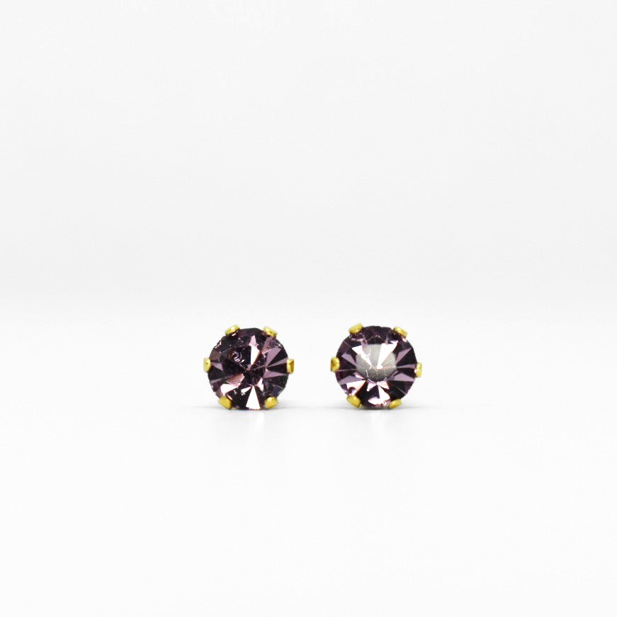 Wholesale | 5mm Cubic Zirconia Birthstone Earrings in Gold | June