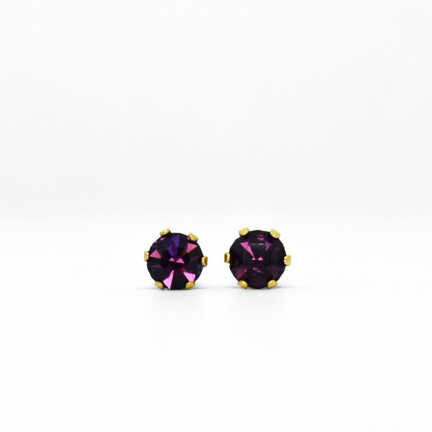 Wholesale | 5mm Cubic Zirconia Birthstone Earrings in Gold | February