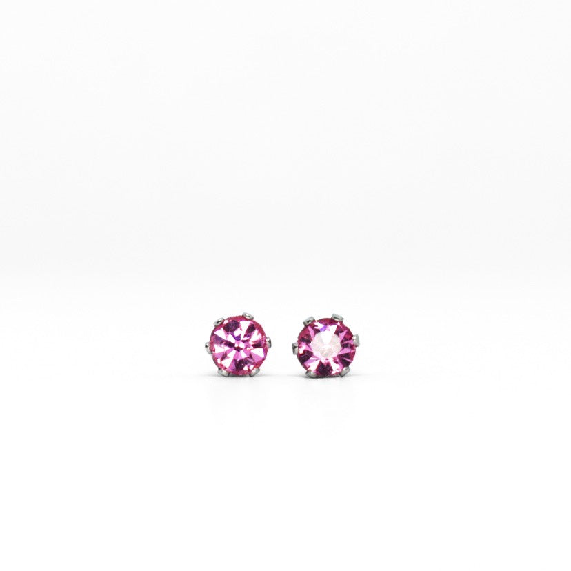 Wholesale | 4mm Cubic Zirconia Birthstone Earrings in Silver | October