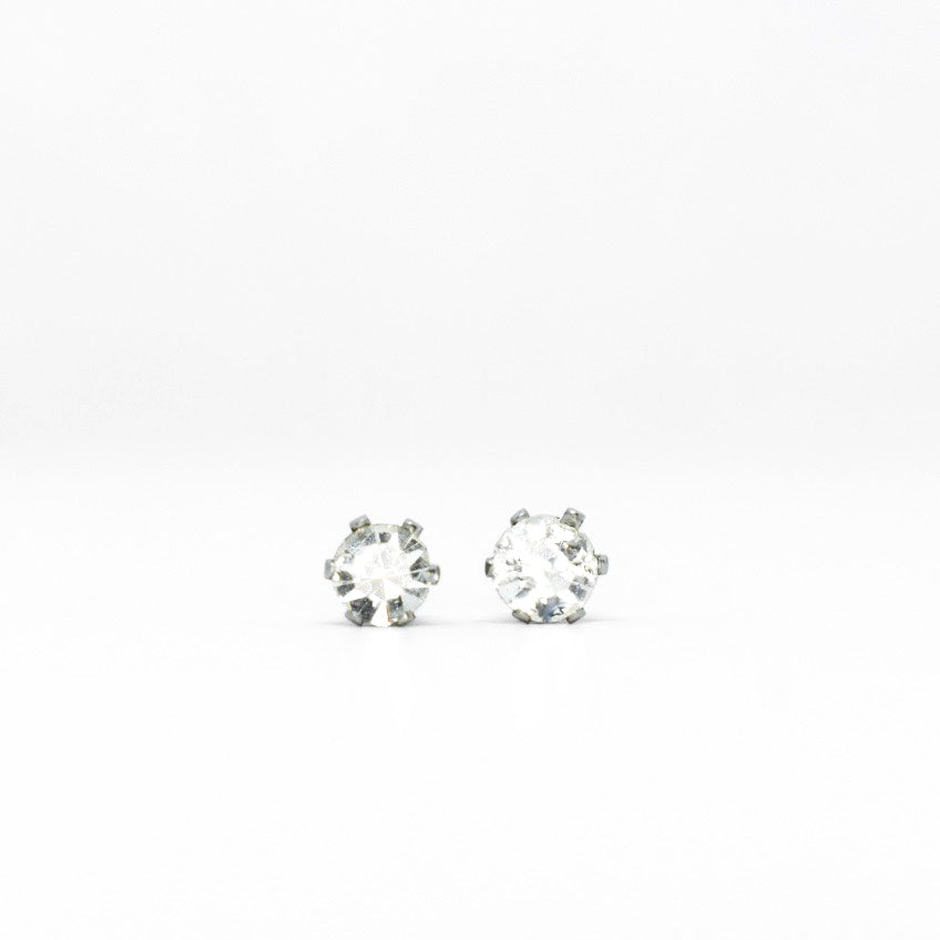 Wholesale | 4mm Cubic Zirconia Birthstone Earrings in Silver | April