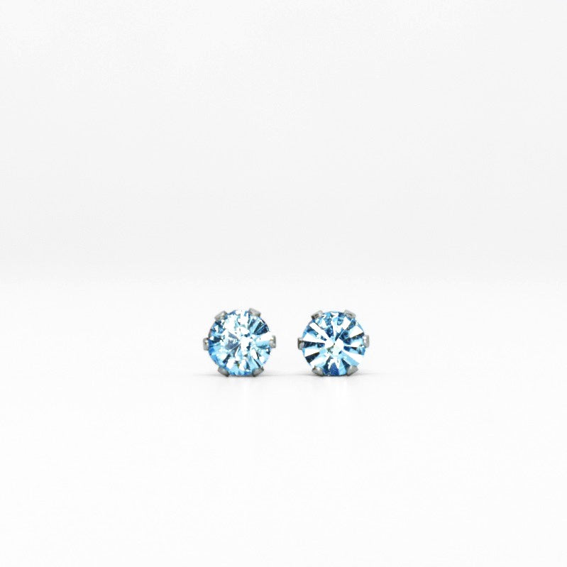 Wholesale | 4mm Cubic Zirconia Birthstone Earrings in Silver | March
