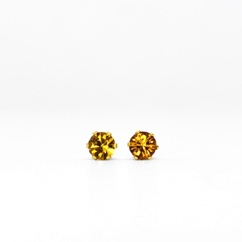 Wholesale | 4mm Cubic Zirconia Birthstone Earrings in Gold | November