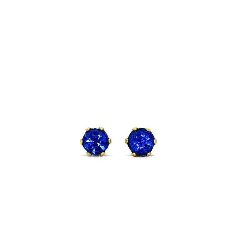 Wholesale | 4mm Cubic Zirconia Birthstone Earrings in Gold | September