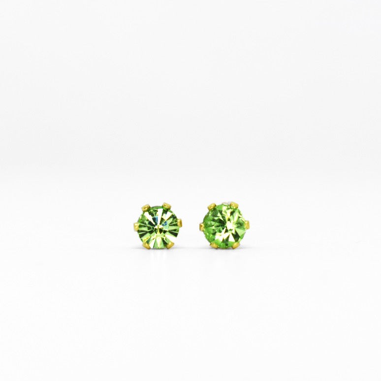Wholesale | 4mm Cubic Zirconia Birthstone Earrings in Gold | August