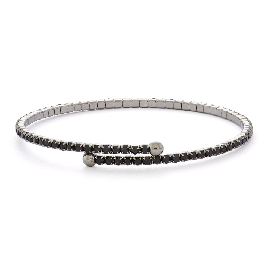Black Rhodium Bangle Bracelet with Jet Black Austrian Crystals