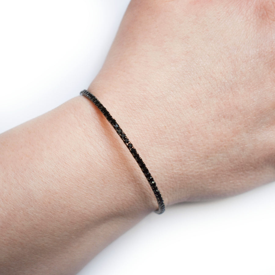 Black Rhodium Bangle Bracelet with Jet Black Austrian Crystals