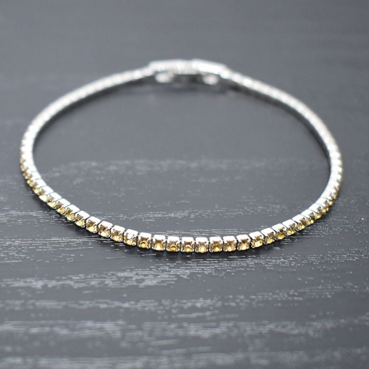 Silver Tennis Bracelet with Topaz Austrian Crystals