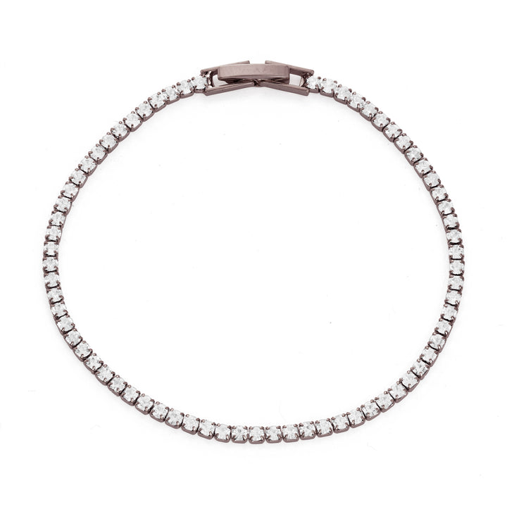 Black Rhodium Tennis Bracelet with Clear Austrian Crystals