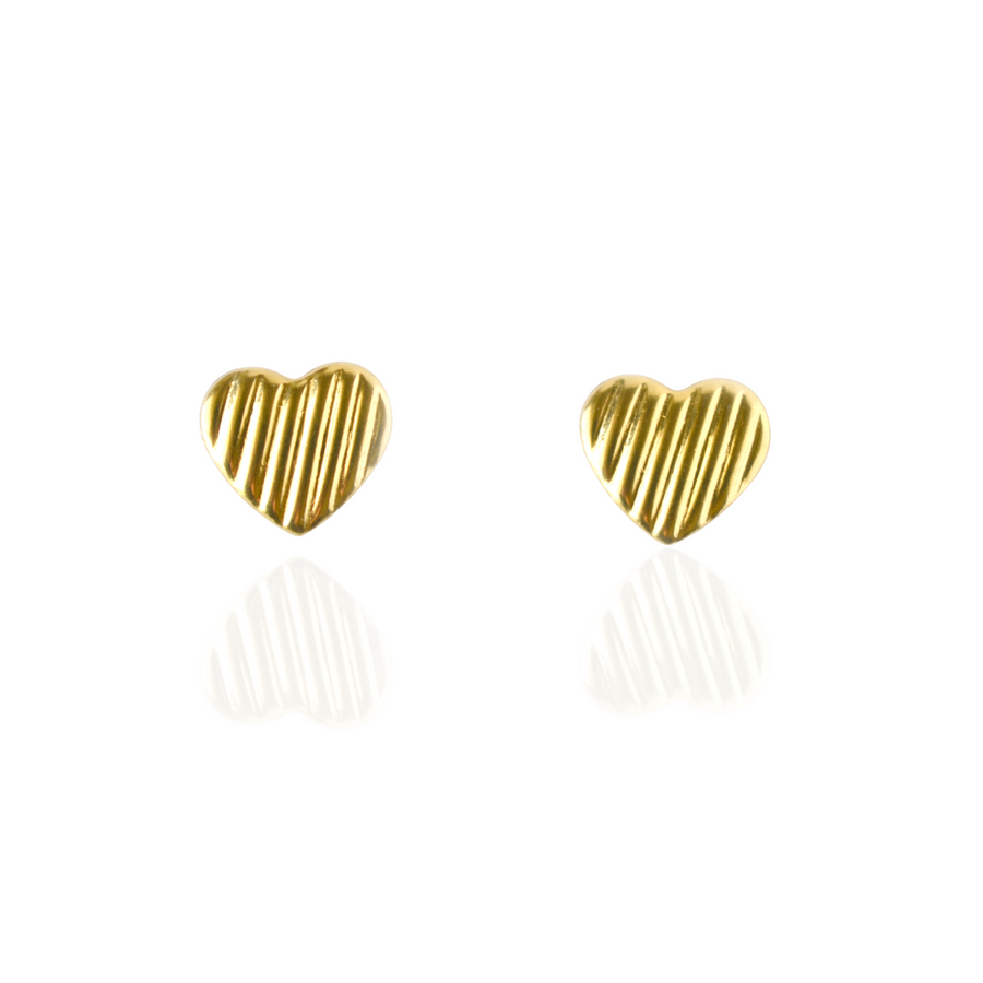Gold Lined Heart Stud Earrings