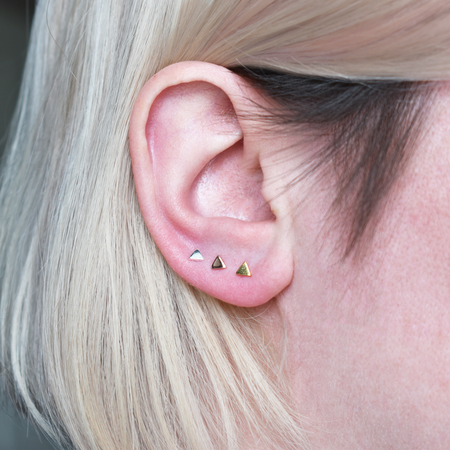 Rose Gold Tiny Triangle Stud Earrings