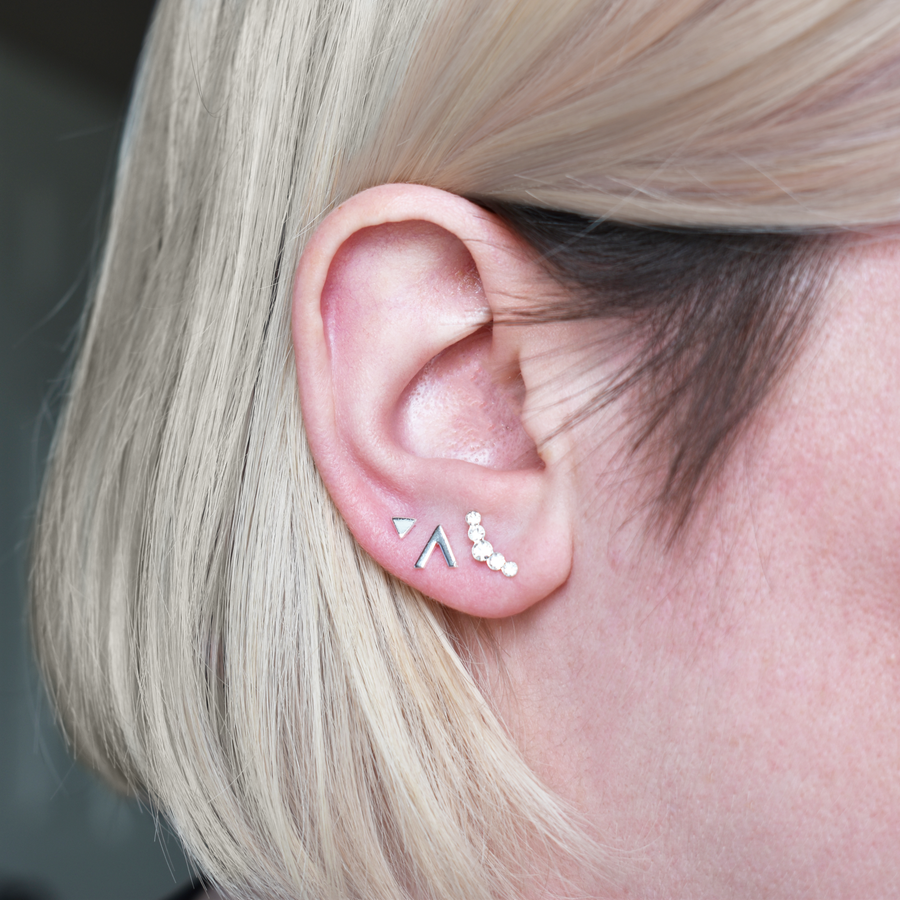 Silver V Shaped Stud Earrings