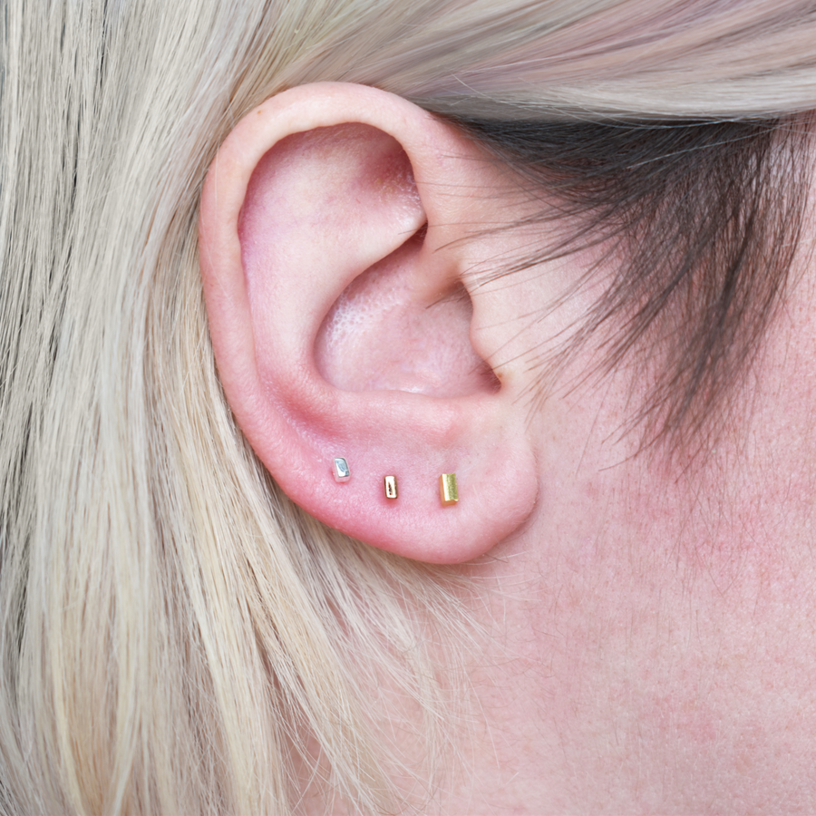 Rose Gold Tiny Bar Stud Earrings