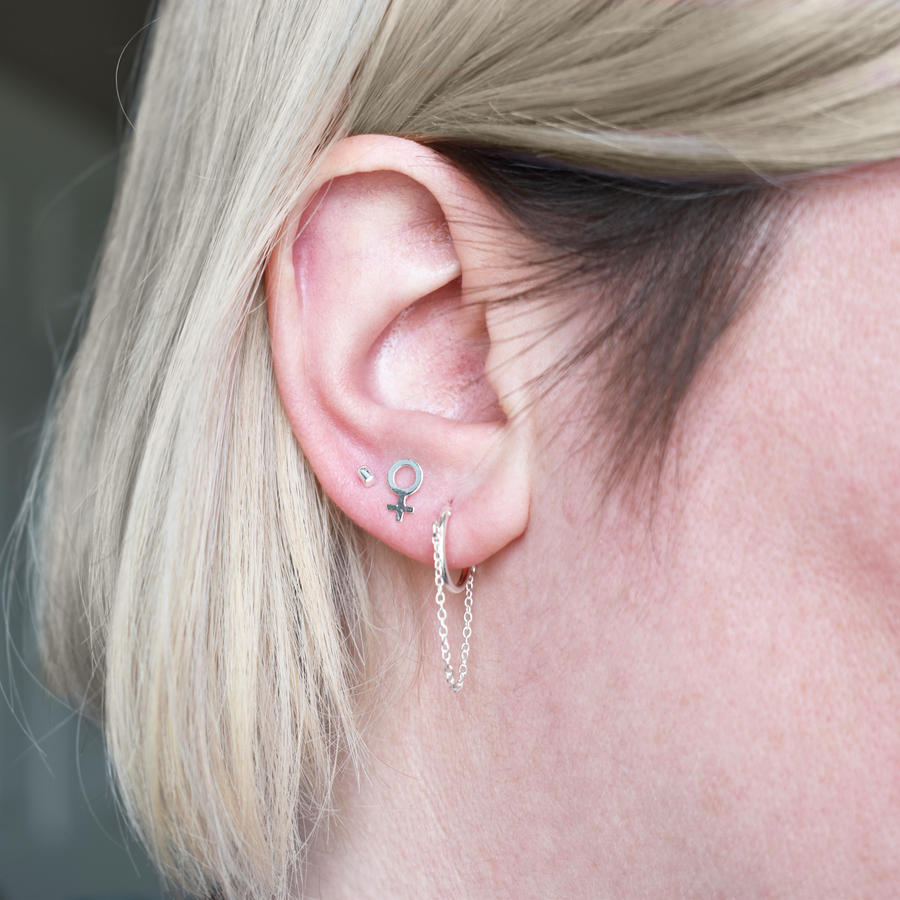 Silver Gender Symbol Stud Earrings