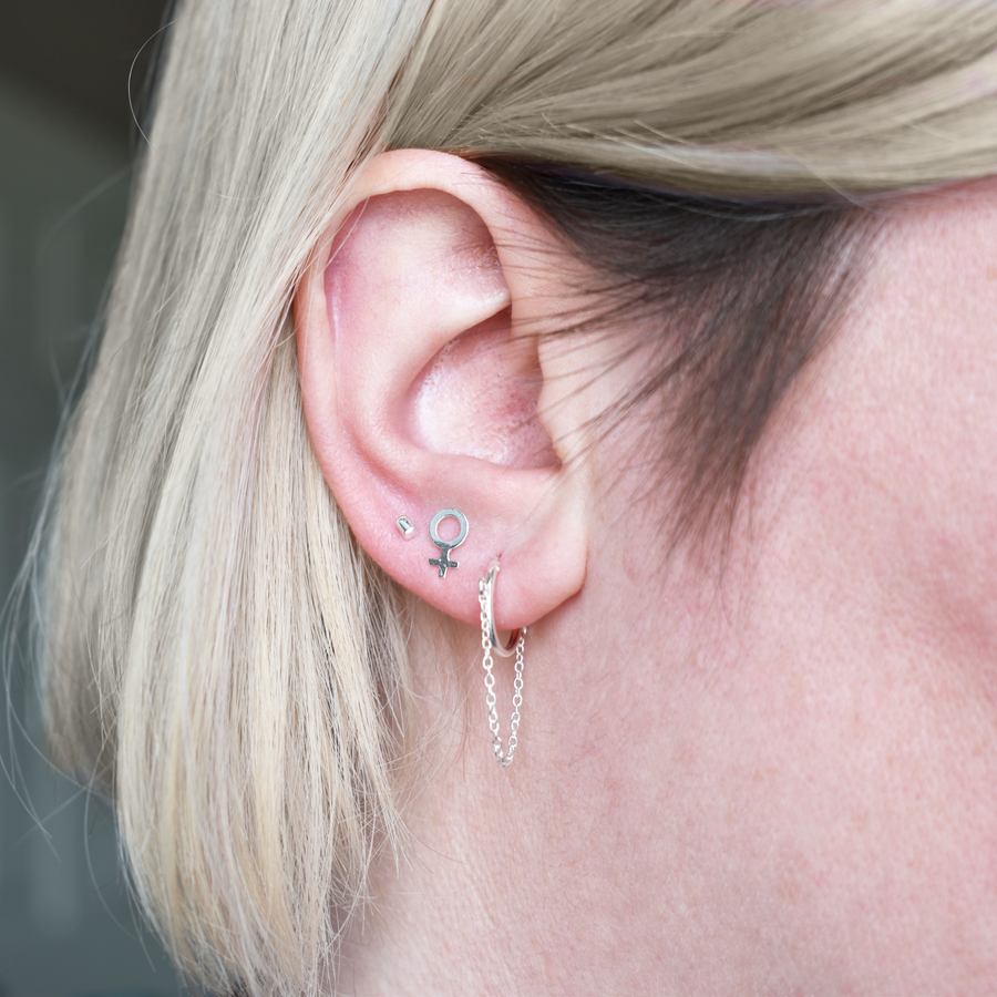 Silver 12mm Endless Hoops with Chain