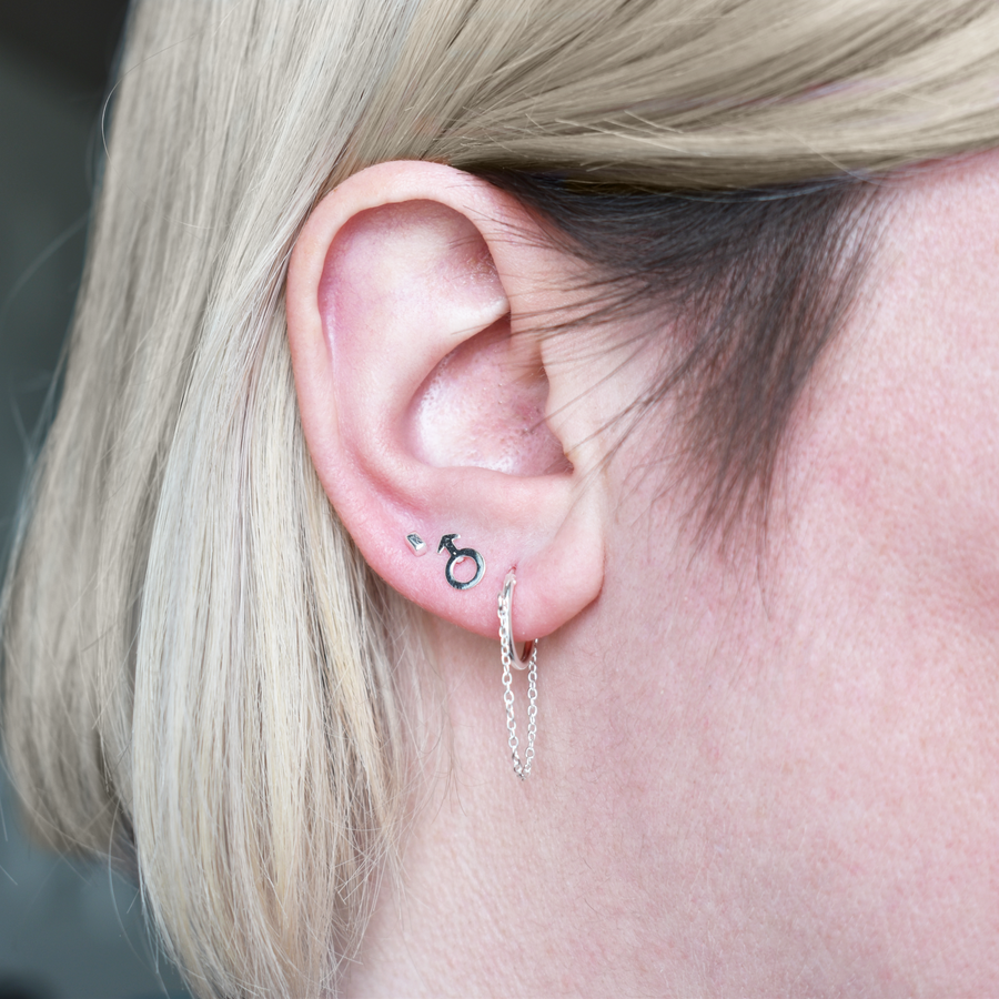 Silver Gender Symbol Stud Earrings
