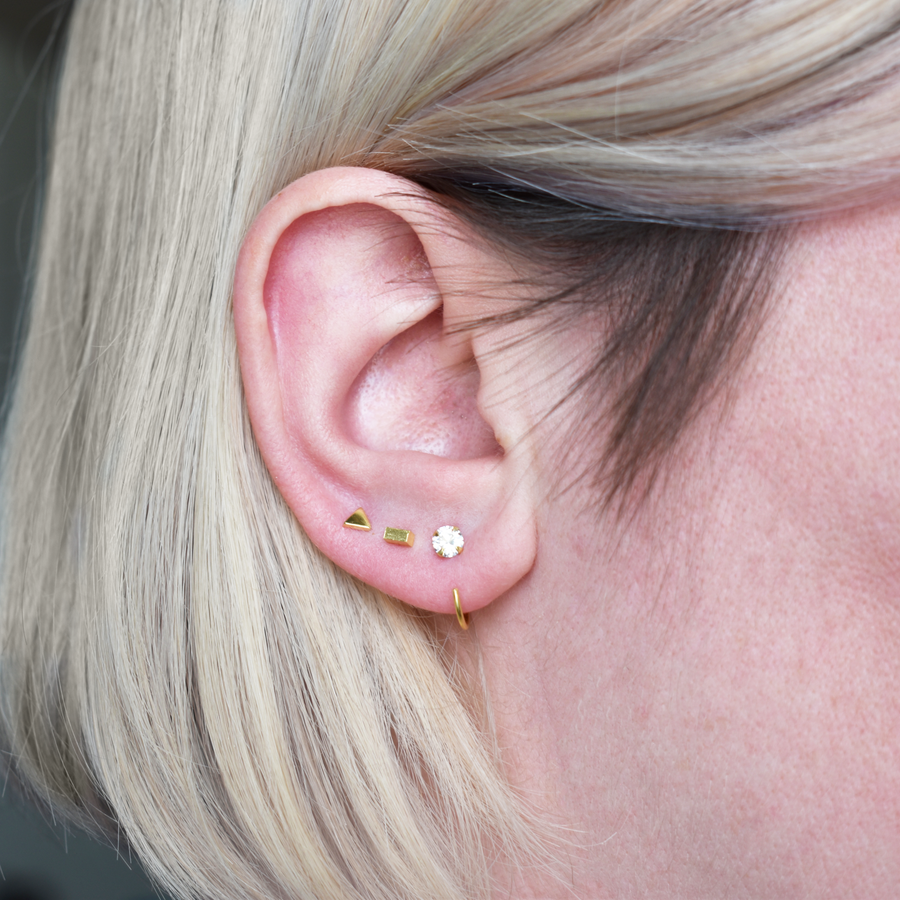 Gold Tiny Bar Stud Earrings