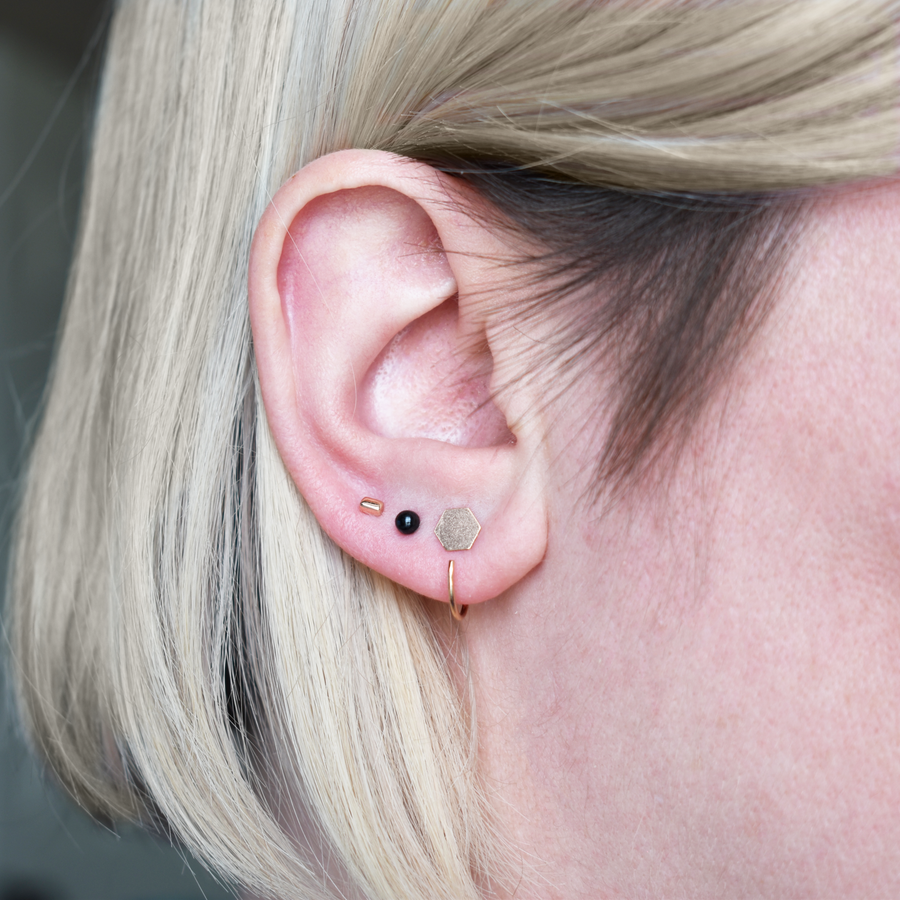 Rose Gold Hexagon Ear Huggers