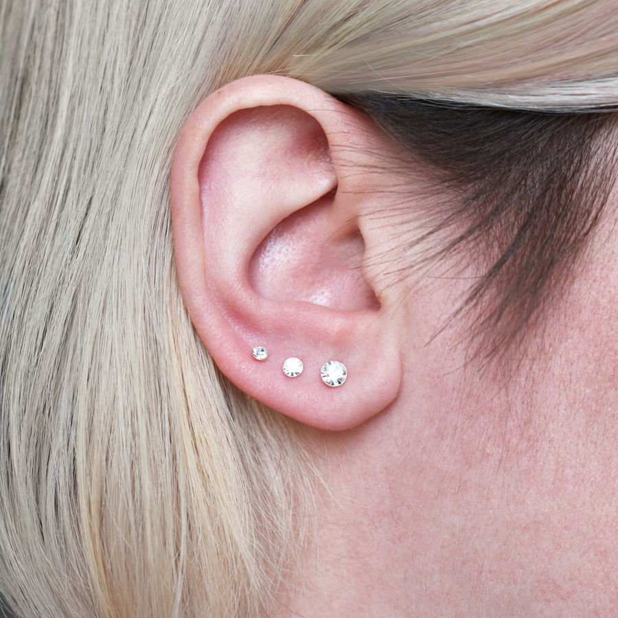Silver 4mm Crystal Stud Earrings