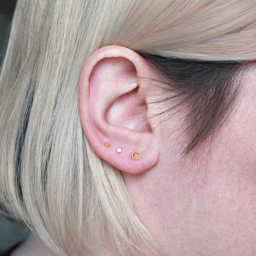 Gold Tiny Square Stud Earrings
