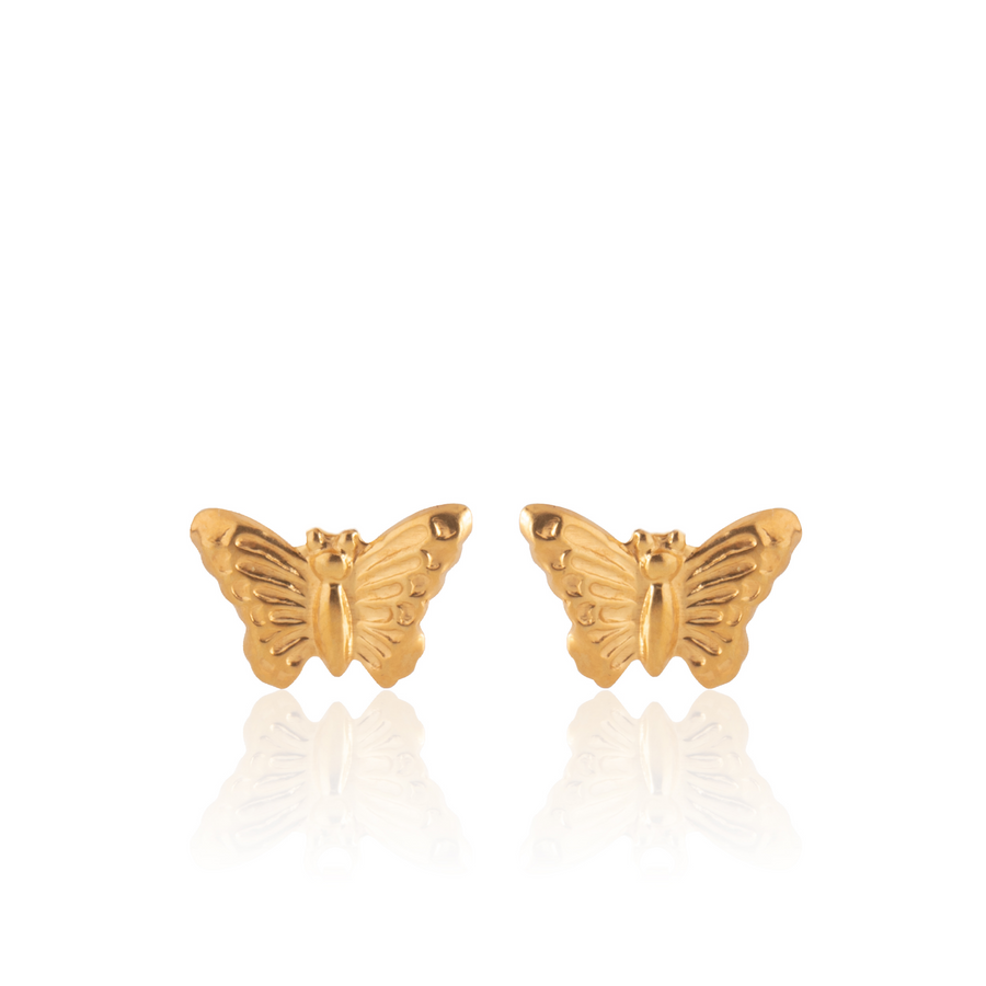 Gold Butterfly Stud Earrings