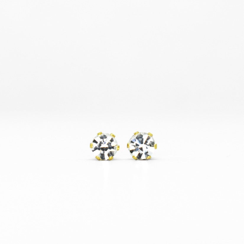 Wholesale | 4mm Cubic Zirconia Birthstone Earrings in Gold | April