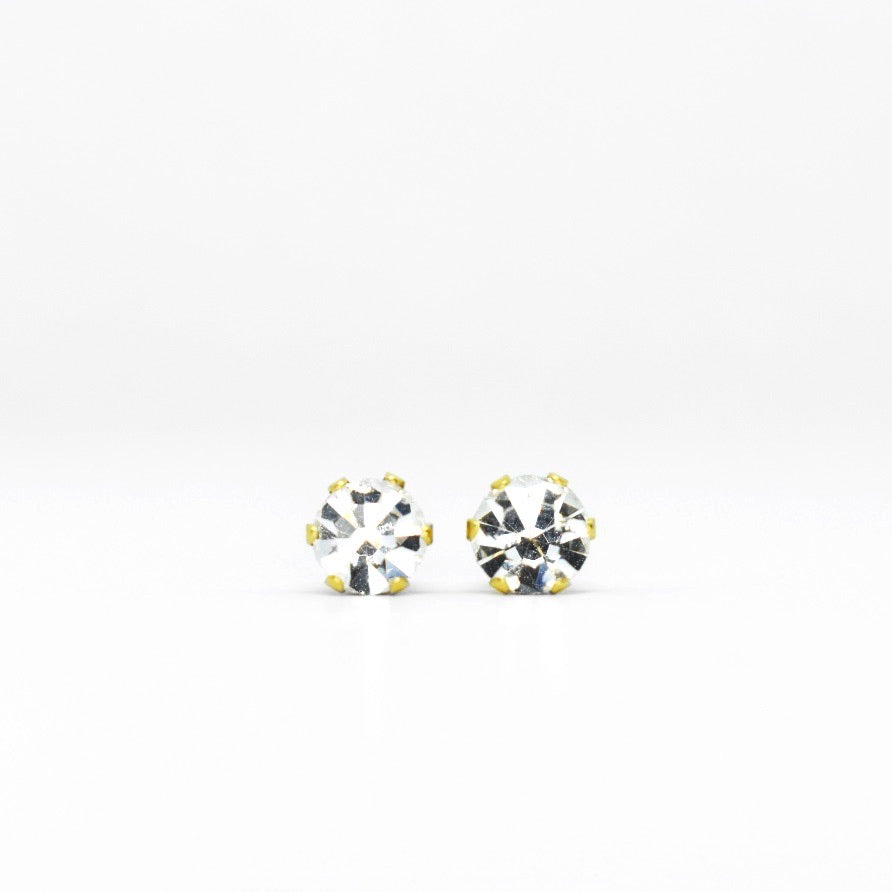 Wholesale | 5mm Clear Cubic Zirconia Earrings in Gold