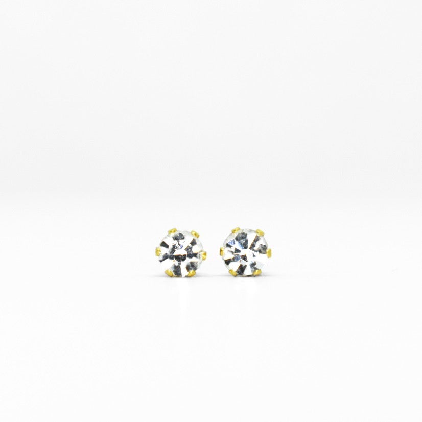 Wholesale | 4mm Clear Cubic Zirconia Earrings in Gold